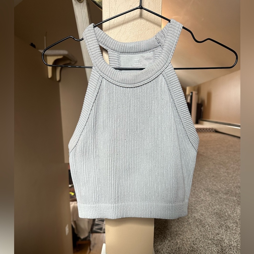 Aerie Light Gray Ribbed Crop Top